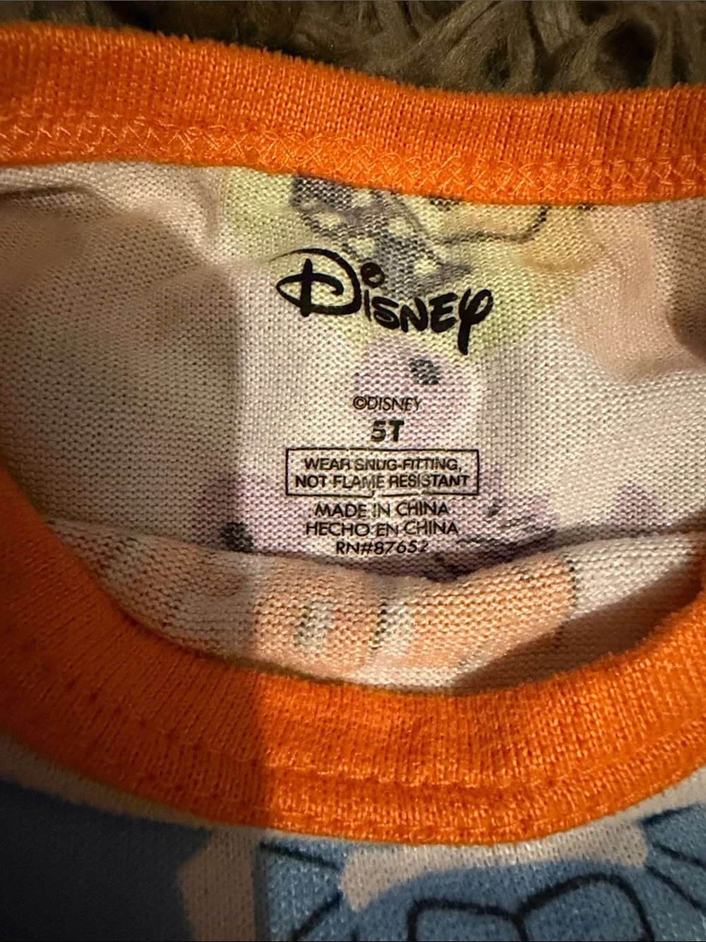 Disney White Kids Pajamas with Orange Trim and Multicolor Monster Prints